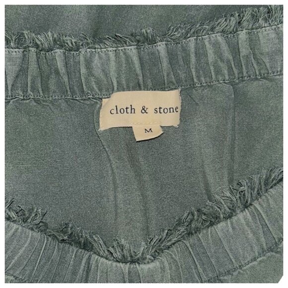 Anthropologie Cloth & Stone Dusty Teal Strapless Wide Leg Jumpsuit M Coastal - Picture 8 of 11